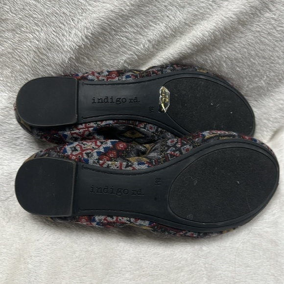 INDIGO RD. Ballet Flats, Geometric textile print with silver accent studs, 8 - Picture 5 of 5